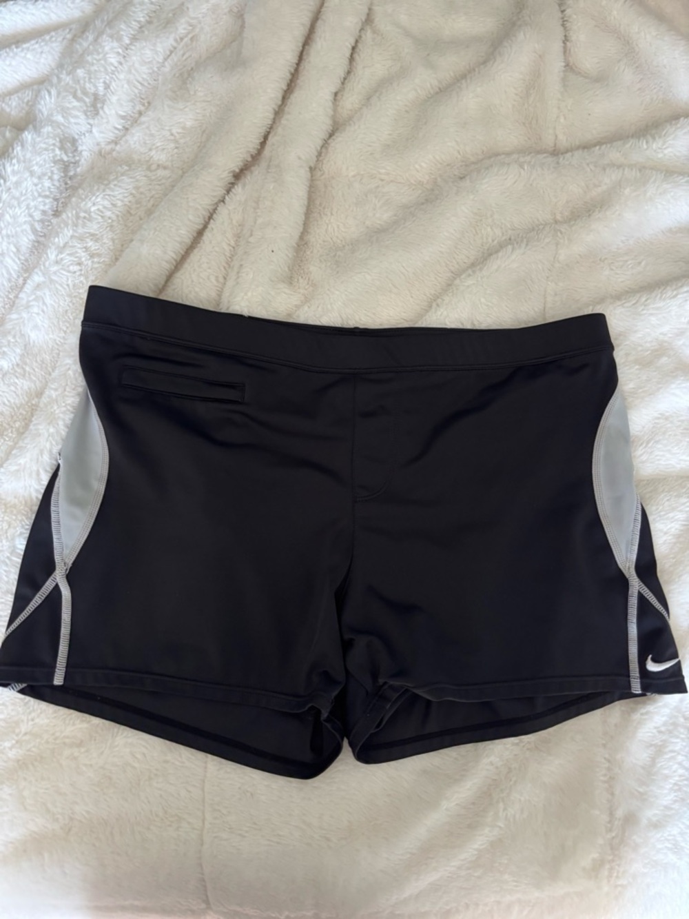 Nike Black Athletic Swim Shorts with Gray Waistband Accent